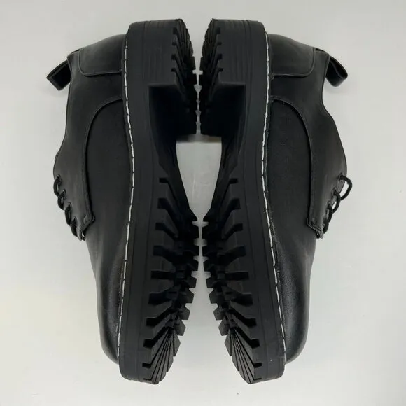 Torrid Womens 18449716 Black Faux Leather Chunky Lace Up Size 8.5WW Oxford Shoes