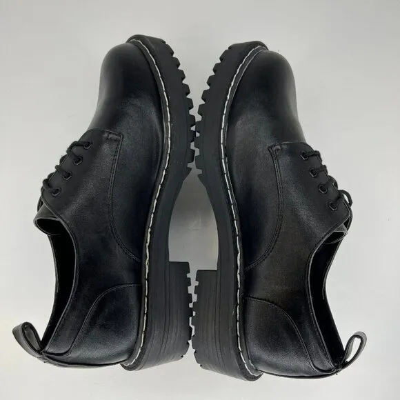 Torrid Womens 18449716 Black Faux Leather Chunky Lace Up Size 8.5WW Oxford Shoes