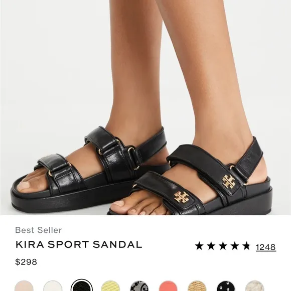 Tory Burch Black Sport Sandals with Adjustable Straps