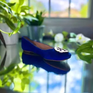 Tory Burch Blue Slip On Flats Blue Suede and Tan Sole Size: 6.5M​​