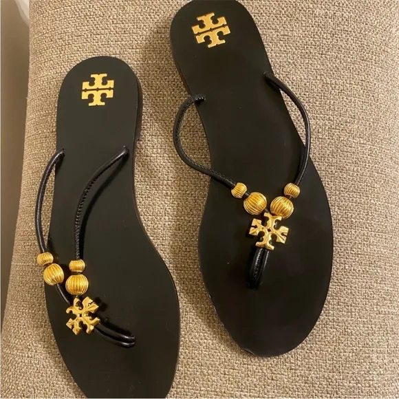 💯Tory Burch Capri Thong Sandals in Black