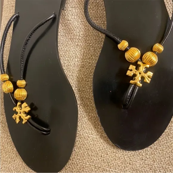 💯Tory Burch Capri Thong Sandals in Black