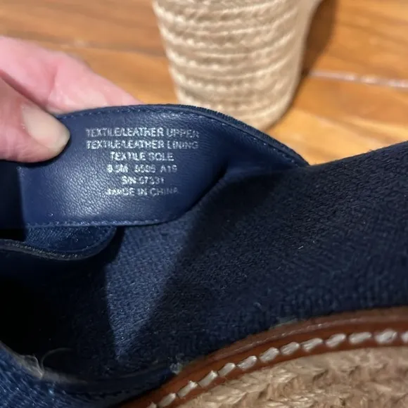 Tory Burch Frieda Platform Espadrille Navy Sandals Size 8.5.