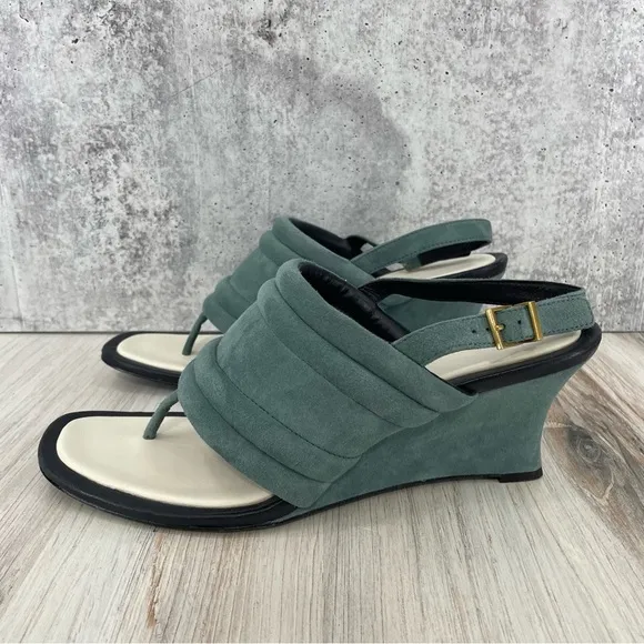 Tory Burch Puffy Straps Thong Wedge Sandals Sz 10.5