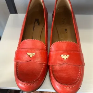 Tory Burch Red Leather Loafers Size 7.5