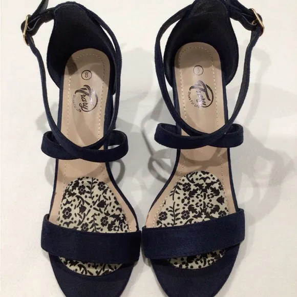 Trary Blue Sandals with Sparkly Straps