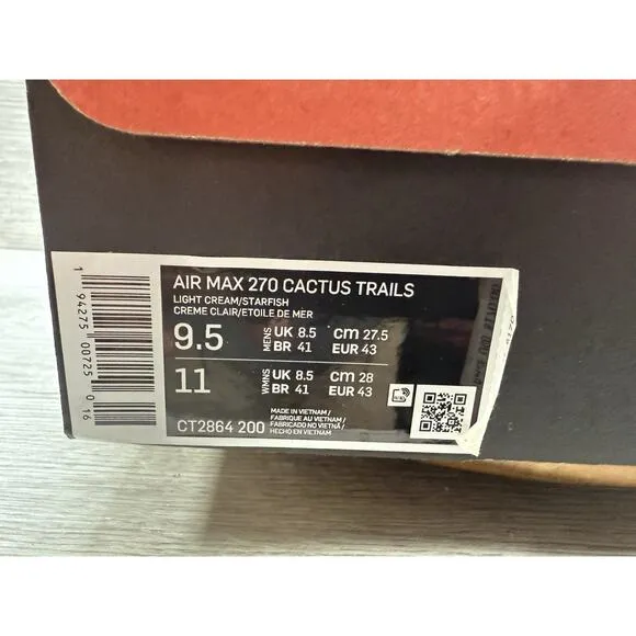 Travis Scott x Nike Air Max 270 React ENG Cactus Trails - Size 9.5 - CT2864 200