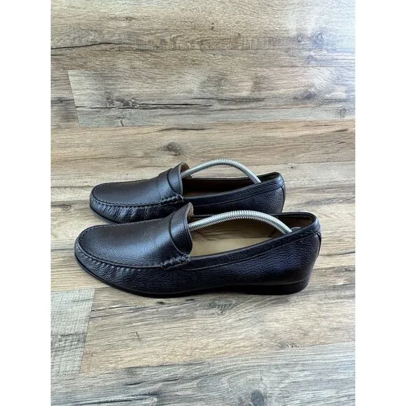 Trenery Size 43|9.5-10 Mens Black Leather Loafer Slip On Driving Moccasins