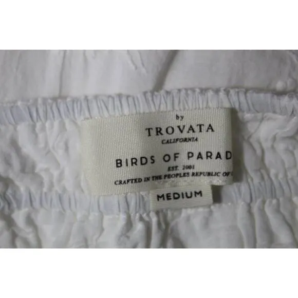 TROVATA Birds of Paradis M Medium White Embroidered Tiered Maxi Dress Mirabella