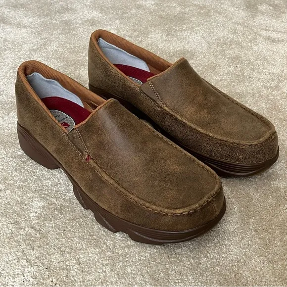 Twisted X Slip-On Crossover Casual Driving Loafer Shoes-Men’s 13-Brown Leather