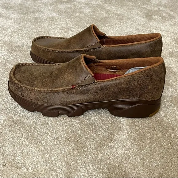 Twisted X Slip-On Crossover Casual Driving Loafer Shoes-Men’s 13-Brown Leather