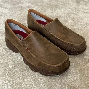Twisted X Slip-On Crossover Casual Driving Loafer Shoes-Men’s 13-Brown Leather