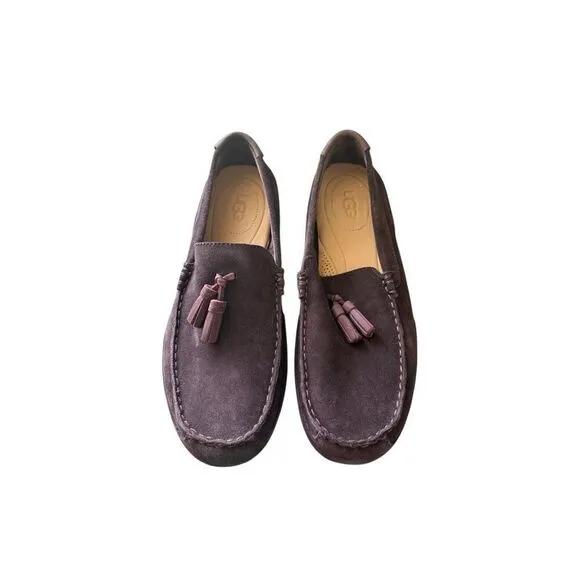 UGG men’s Chocolate Brown Leather Suede Slip-On Tassel Loafers Shoes Size 11