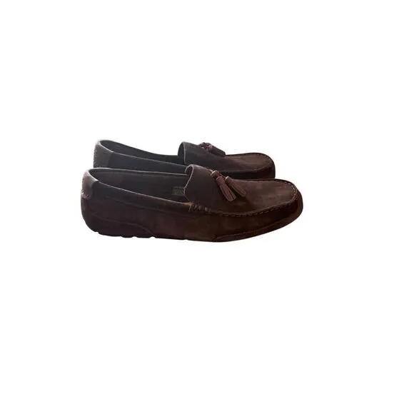 UGG men’s Chocolate Brown Leather Suede Slip-On Tassel Loafers Shoes Size 11