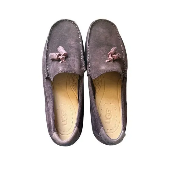 UGG men’s Chocolate Brown Leather Suede Slip-On Tassel Loafers Shoes Size 11