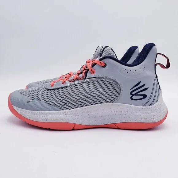 Under Armour Curry 3Z6 Basketball Shoes Mid Top Sneaker Gray Men's 8.5