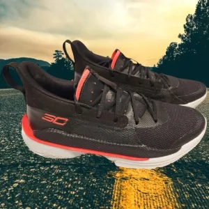 Under Armour Curry 7 Black Pitch Grey Beta Red 3021258-001 Men's 10/ Womens 11.5