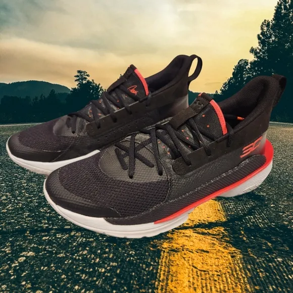 Under Armour Curry 7 Black Pitch Grey Beta Red 3021258-001 Men's 10/ Womens 11.5