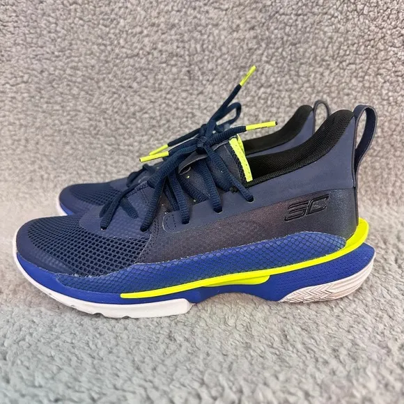 Under Armour Curry 7 Kids Youth size 6.5Y Blue Low top Basketball athletic shoes