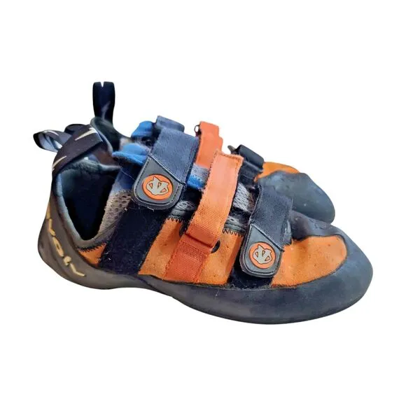 Used First Gen Evolv Shaman Rock Climbing Shoes US 10.5 EUR 44 Orange Black