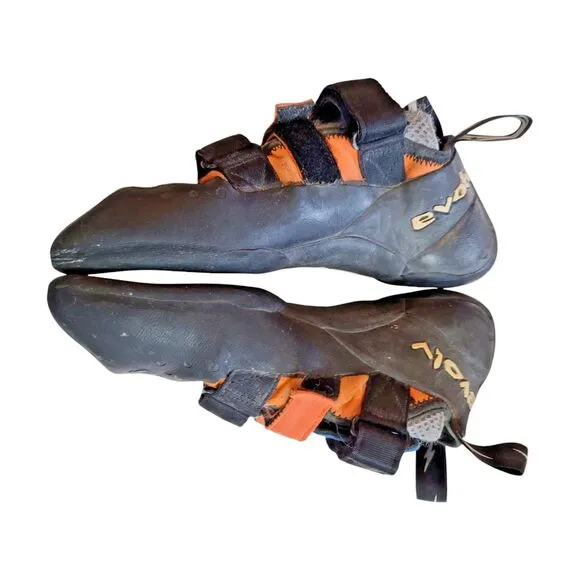 Used First Gen Evolv Shaman Rock Climbing Shoes US 10.5 EUR 44 Orange Black