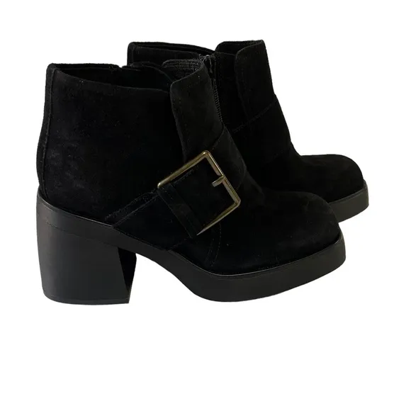Vagabond Boots Women’s Size 6 Brooke Black Suede Buckle Ankle Platform Boots
