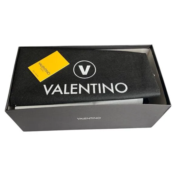 VALENTINO Black Buckled Straps Open Leather Slide Sandals, US10