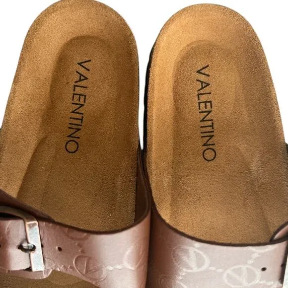 VALENTINO Brown Buckled Straps Monogram Slide Sandals w/ Box, US8