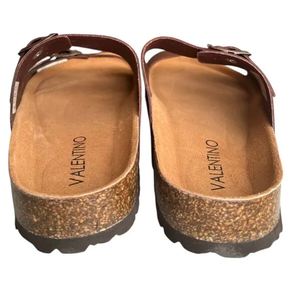 VALENTINO Brown Buckled Straps Monogram Slide Sandals w/ Box, US8