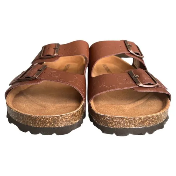 VALENTINO Brown Buckled Straps Monogram Slide Sandals w/ Box, US8