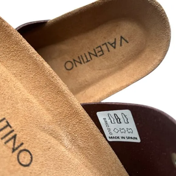 VALENTINO Brown Buckled Straps Monogram Slide Sandals w/ Box, US8