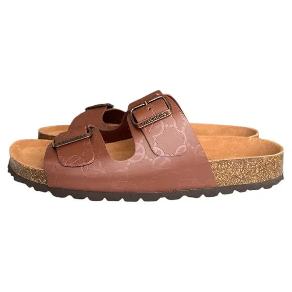 VALENTINO Brown Buckled Straps Monogram Slide Sandals w/ Box, US8