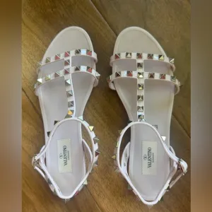 Valentino Pink Studded Sandals with Ankle Straps