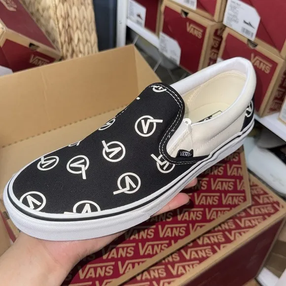 Vans black  and White logo  Slip-On Shoes