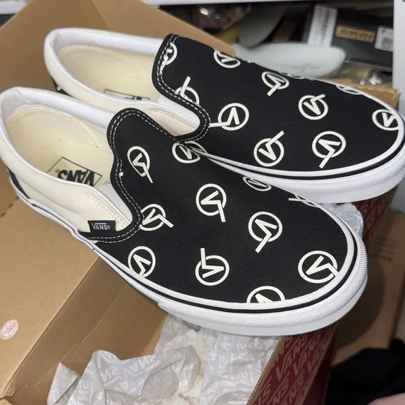Vans black  and White logo  Slip-On Shoes