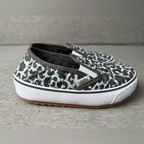 Vans Canvas Animal Print Slip On Shoes Sneakers Youth Kids Size 13 Gray NWT