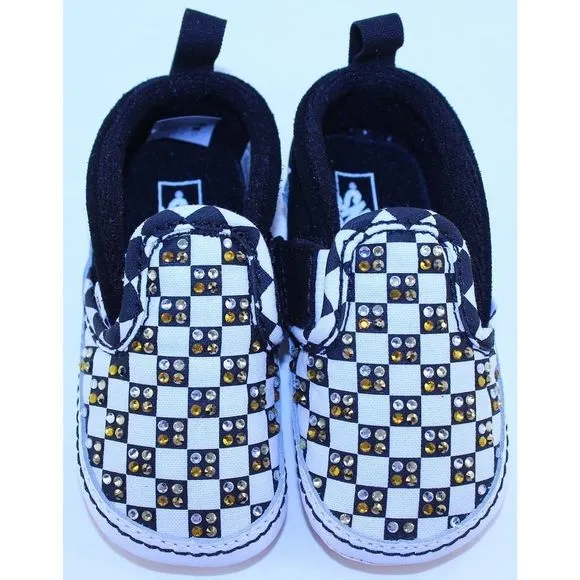 VANS Checkerboard Slip-On Black Rhinestone Sneaker