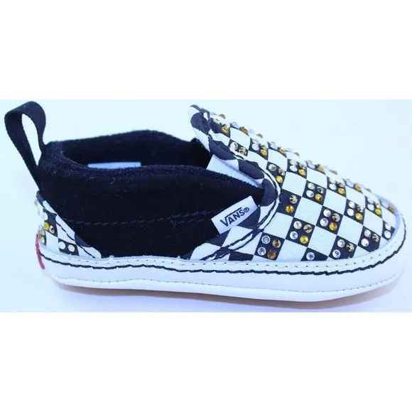 VANS Checkerboard Slip-On Black Rhinestone Sneaker