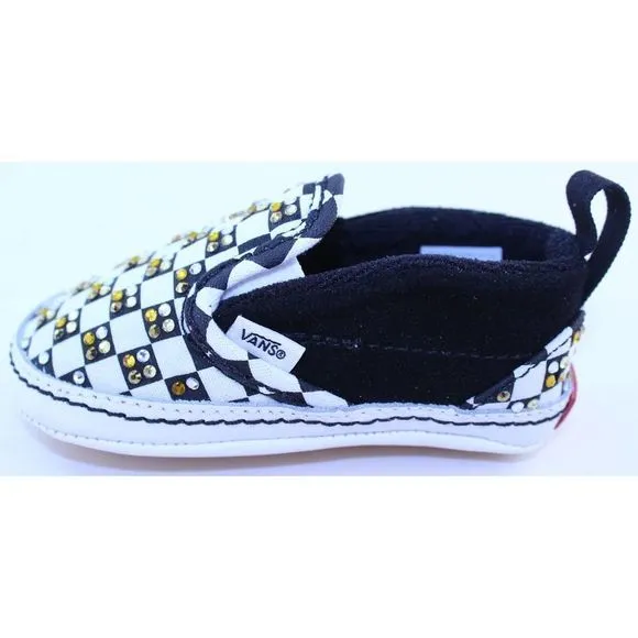 VANS Checkerboard Slip-On Black Rhinestone Sneaker