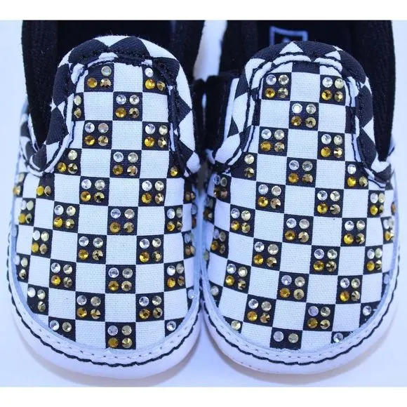 VANS Checkerboard Slip-On Black Rhinestone Sneaker