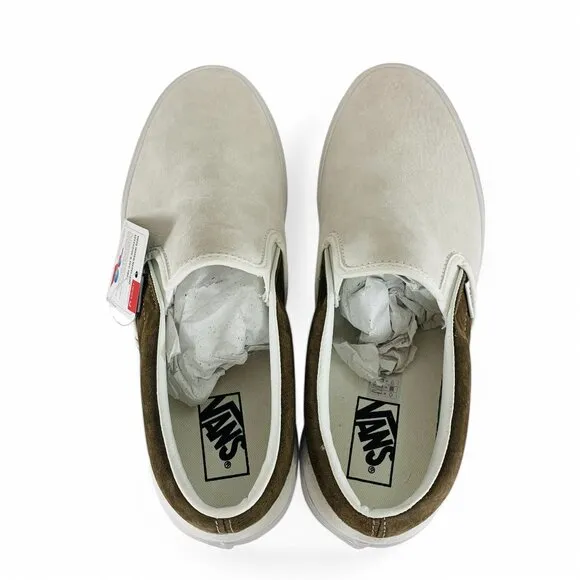 Vans Classic Slip-On Pig Suede Coffee Liqueur White Men's Shoes VN000BVZCH7