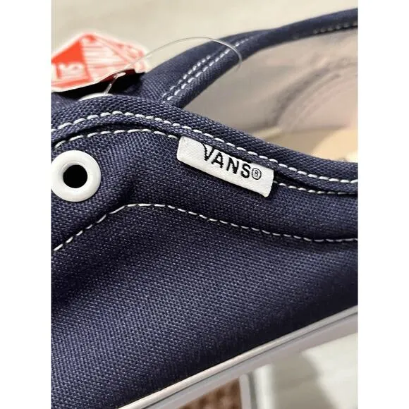 VANS Classics Blue White Men 7 Women 8.5 Low Top Sneaker Shoes Lace Textile