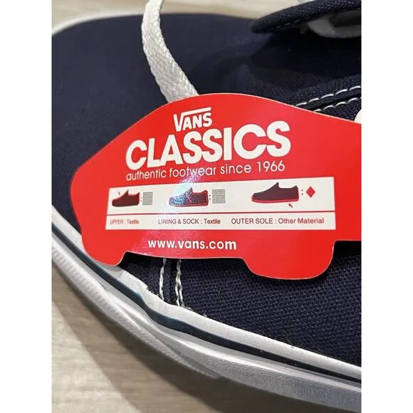 VANS Classics Blue White Men 7 Women 8.5 Low Top Sneaker Shoes Lace Textile