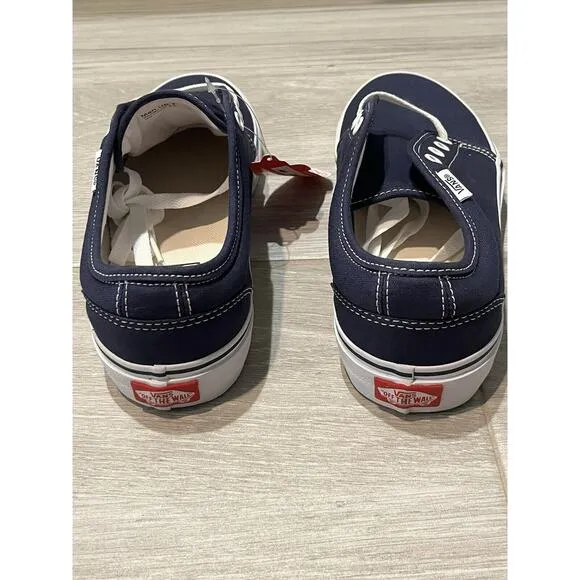 VANS Classics Blue White Men 7 Women 8.5 Low Top Sneaker Shoes Lace Textile