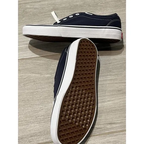 VANS Classics Blue White Men 7 Women 8.5 Low Top Sneaker Shoes Lace Textile