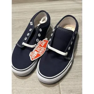 VANS Classics Blue White Men 7 Women 8.5 Low Top Sneaker Shoes Lace Textile