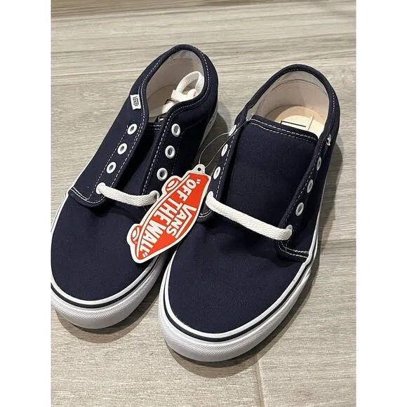 VANS Classics Blue White Men 7 Women 8.5 Low Top Sneaker Shoes Lace Textile