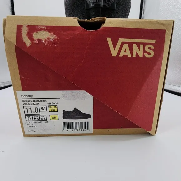 Vans Doheny Sneakers Womens Sz 11 Canvas Black/Black Streetwear Shoes New w/ Box
