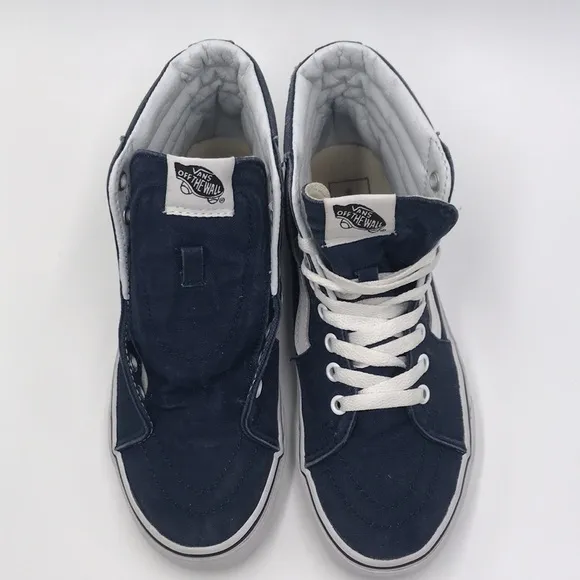 Vans high top shoes blue white