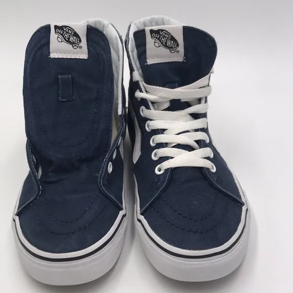 Vans high top shoes blue white